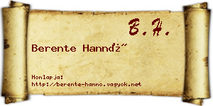 Berente Hannó névjegykártya